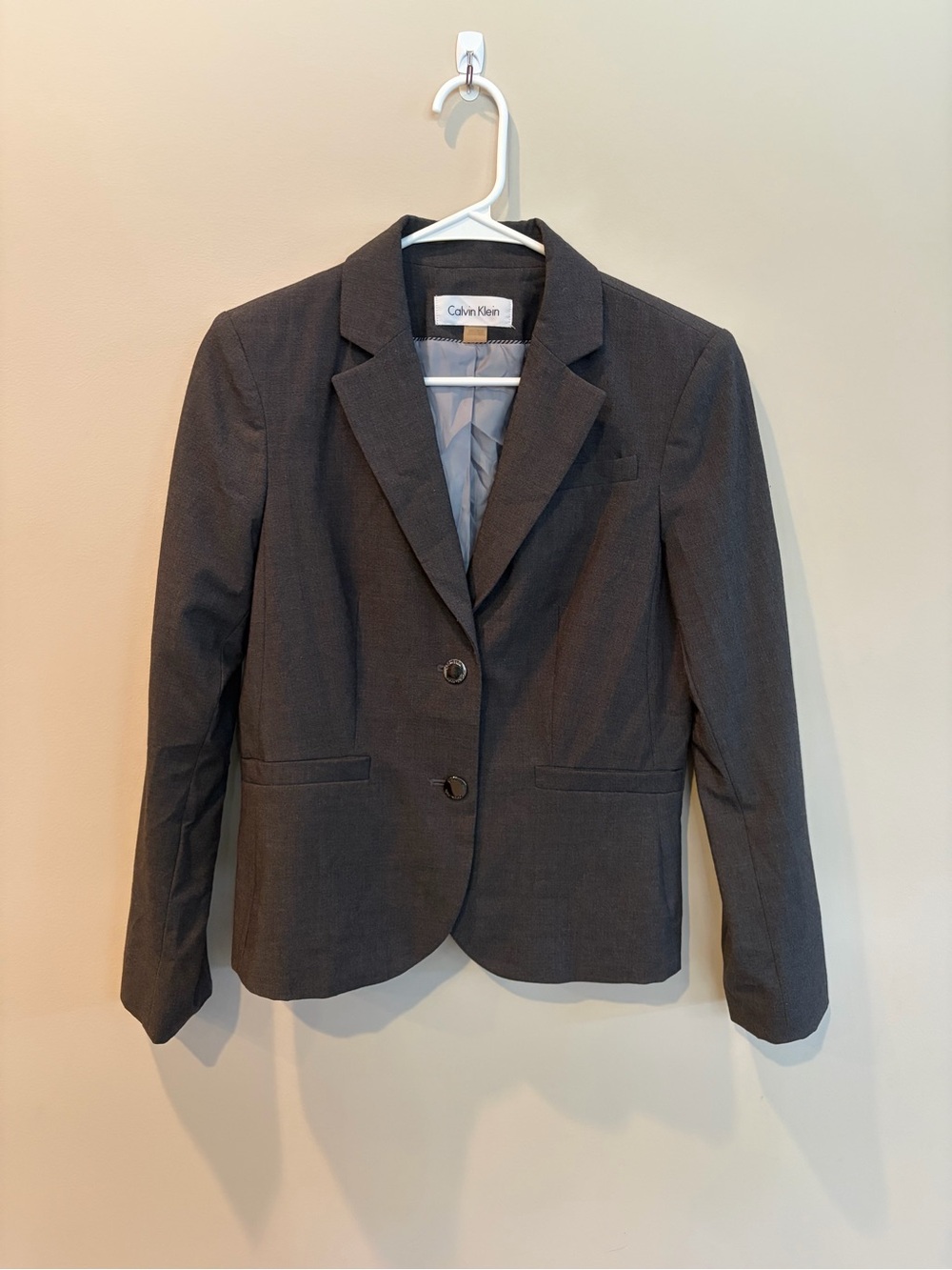 Calvin Klein Women's Dark Gray Two-Button Tailored Blazer
